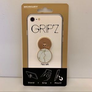 GRIPZ Ultra Slim Phone Grip & Stand gold/white NWT